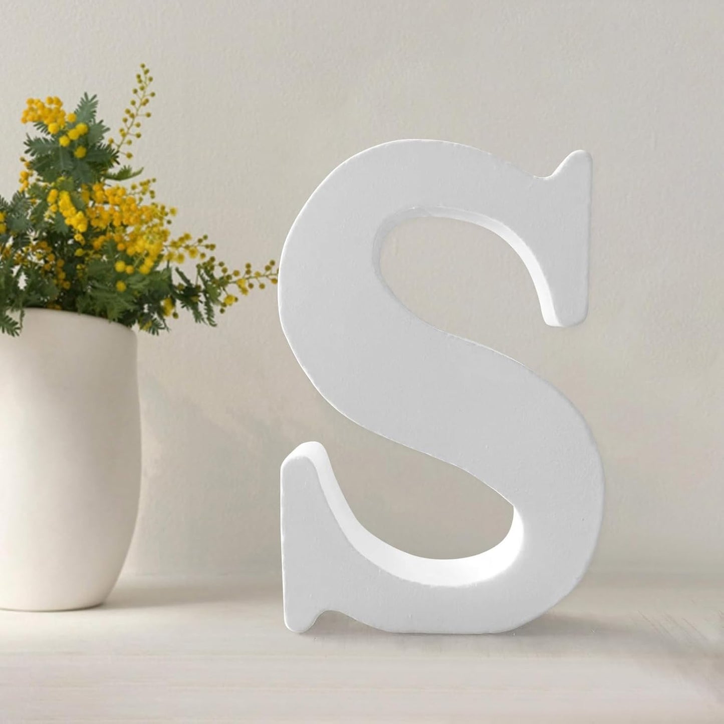 Wood Letters 4.3 Inch, White Unfinished Wood Letters for Graft, Wooden Letters for Wall Decor, Standing Letters for Bedroom, Home, Birthday, Party, DIY Graft (S)