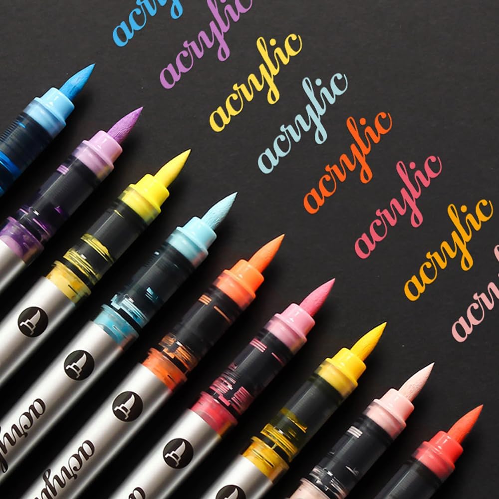 36 Colors Acrylic Paint Markers Set, Water Based Acrylic Paint Pens With Visual Ink Window,Soft Brush Tip Acrylic Markers for canvas, Egg, rock painting,Wood, Stone, Glass, Fabric and DIY Crafts Art