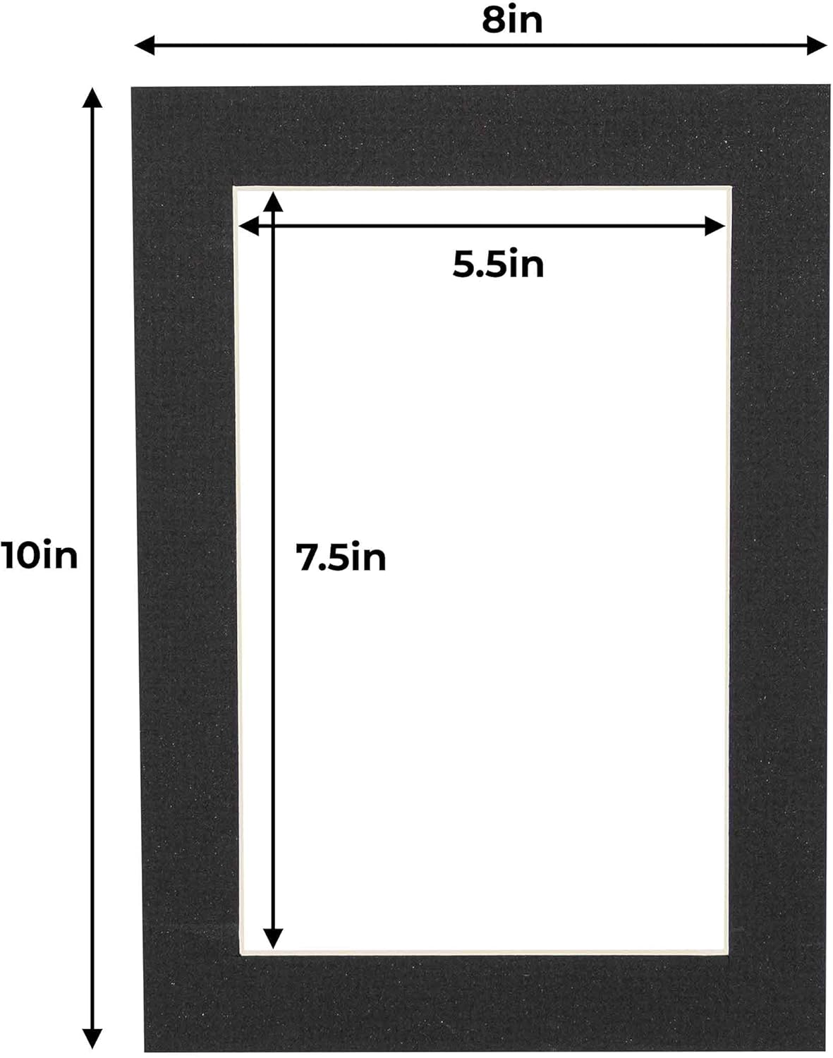 6x8 Mat for 8x10 Frame - Precut Mat Board Acid-Free Show Kit with Backing Board, and Clear Bags Textured Black 6x8 Photo Matte Made to Fit a 8x10 Picture Frame Matboard for Framing, Pack of 25 Mats