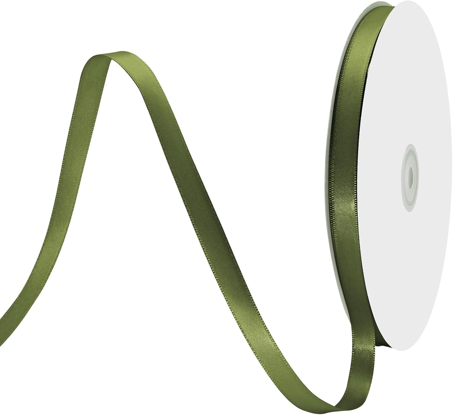 3/8" X 100 Yards Moss Satin Thin Ribbon Solid Color Double Faced Ribbons Perfect for Crafts Wedding Decor Bow Making Arts Sewing and More