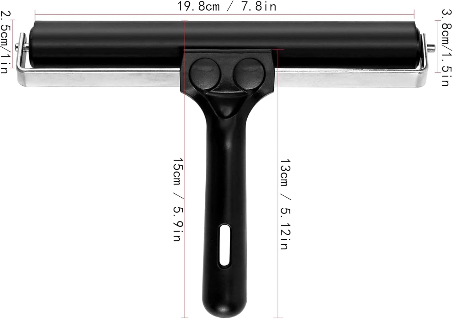 Printmaking Brayers，Rubber Roller, Brayer Ideal for Anti Skid Tape Construction Tools, Print, Ink and Stamping Tools,Crafting, Hard Rubber Roller Brayers, Vinyl Roller Ink Paint Brush (7.9in)
