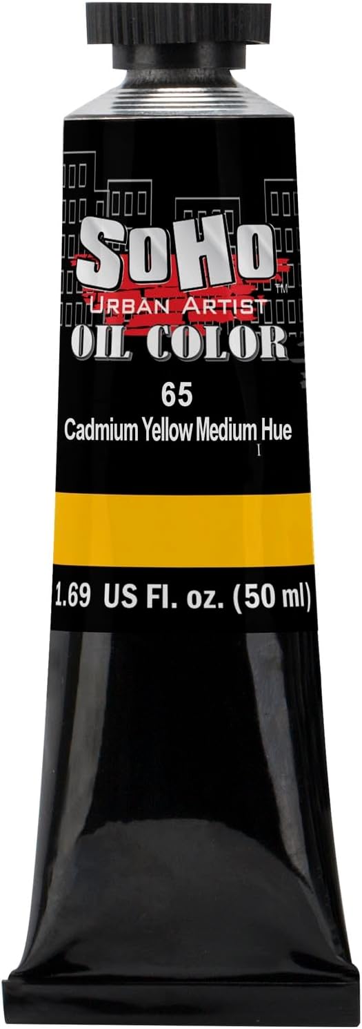 Soho Urban Artist Oil Paint - Cadmium Yellow Medium Hue, 50 ml Tube - Best Valued Oil Colors for Painting, Excellent Pigment Load