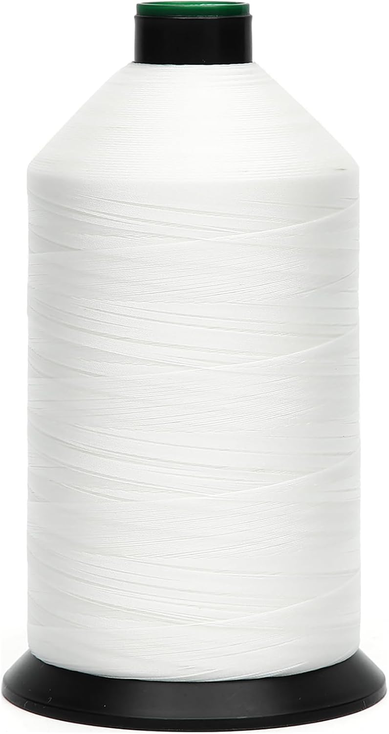 Extra Strong Bonded Nylon Thread #69 Tex70 – 16 OZ, 6000yds, Versatile Stitching Solution for Leather, Upholstery, Canvas Repair and More (White)