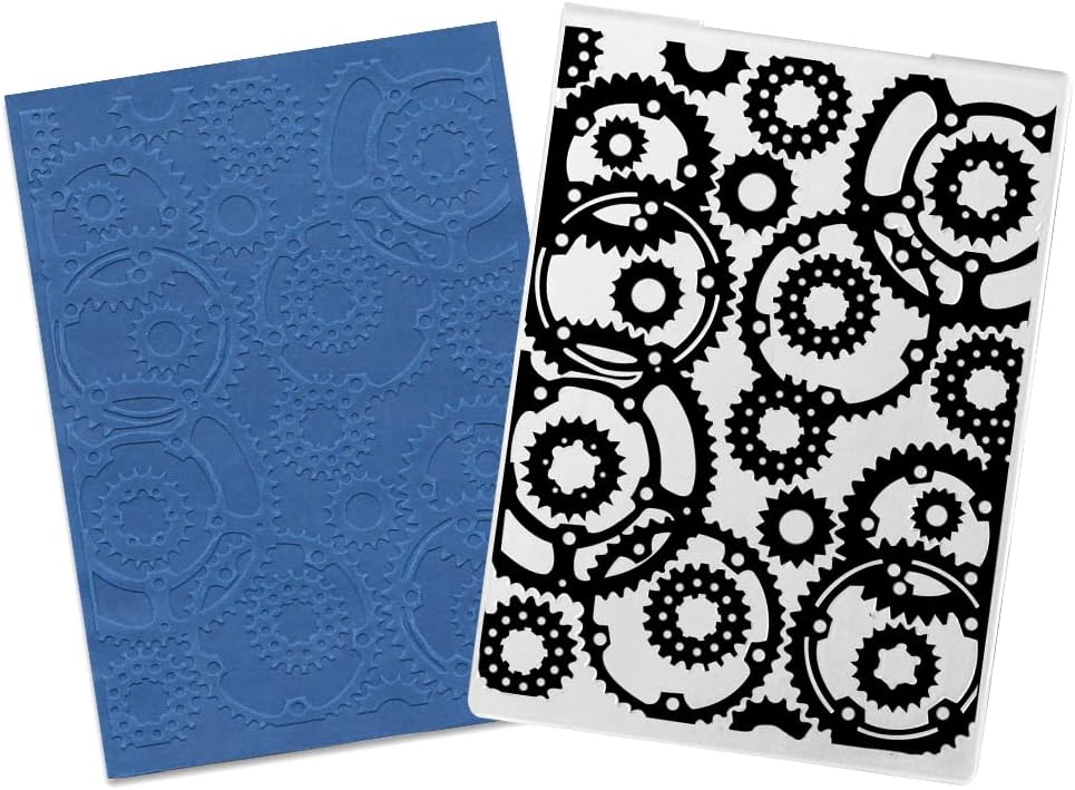 3-D Textured Impressions Gear Embossing Folder, Background Plastic Embossing Folder Template for Card Making Scrapbooking Paper Craft Album Stamps DIY Décor