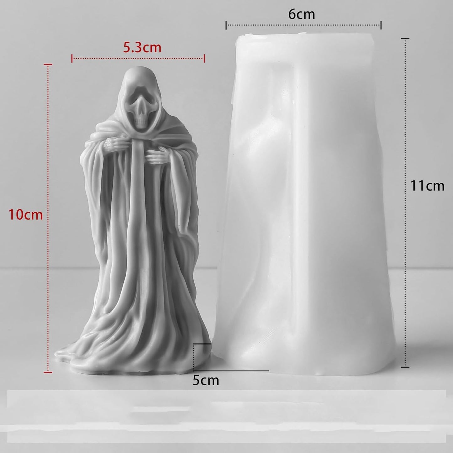 Ghost Skull Man Cylinder Candle & Resin Mold - Resin Casting Silicone Molds for Home Decor & Candle Making Wave Spiral Mold