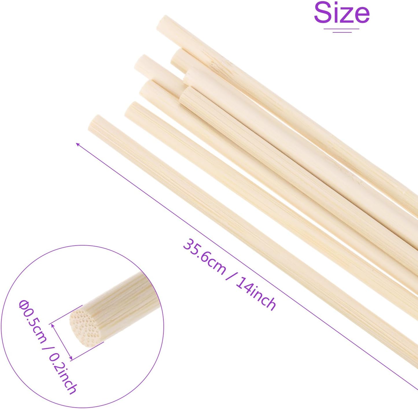 DMiotech 50 Pack 3/16" x 14" Wooden Dowel Rods Unfinished Natural Sticks Wood Craft Sticks for Home Decor Projects and Making DIY Craft,Wood Color