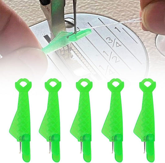 Automatic Sewing Needle Threader, Fish Type Quick Needle Threaders for Hand Sewing, Sewing Machine Needle Threader Tools, Sewing Supplies - Designed for Sewing Lovers Alike (green-5pcs)