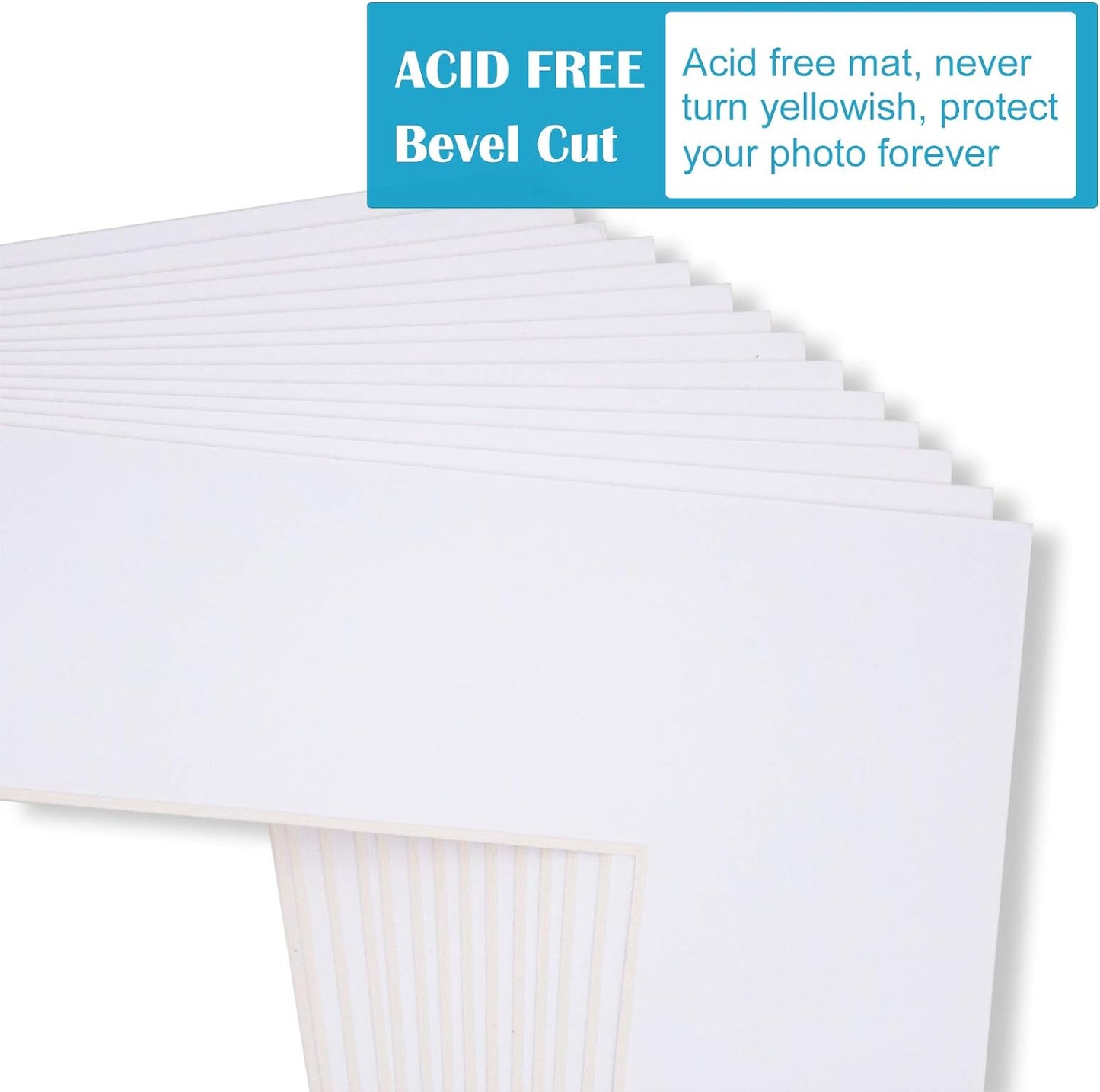 Egofine A4 for 6x8 White Picture Mats Pack of 14, Frame Mattes for 6x8 Pictures, Acid Free, 1.2mm Thickness, with Core Bevel Cut