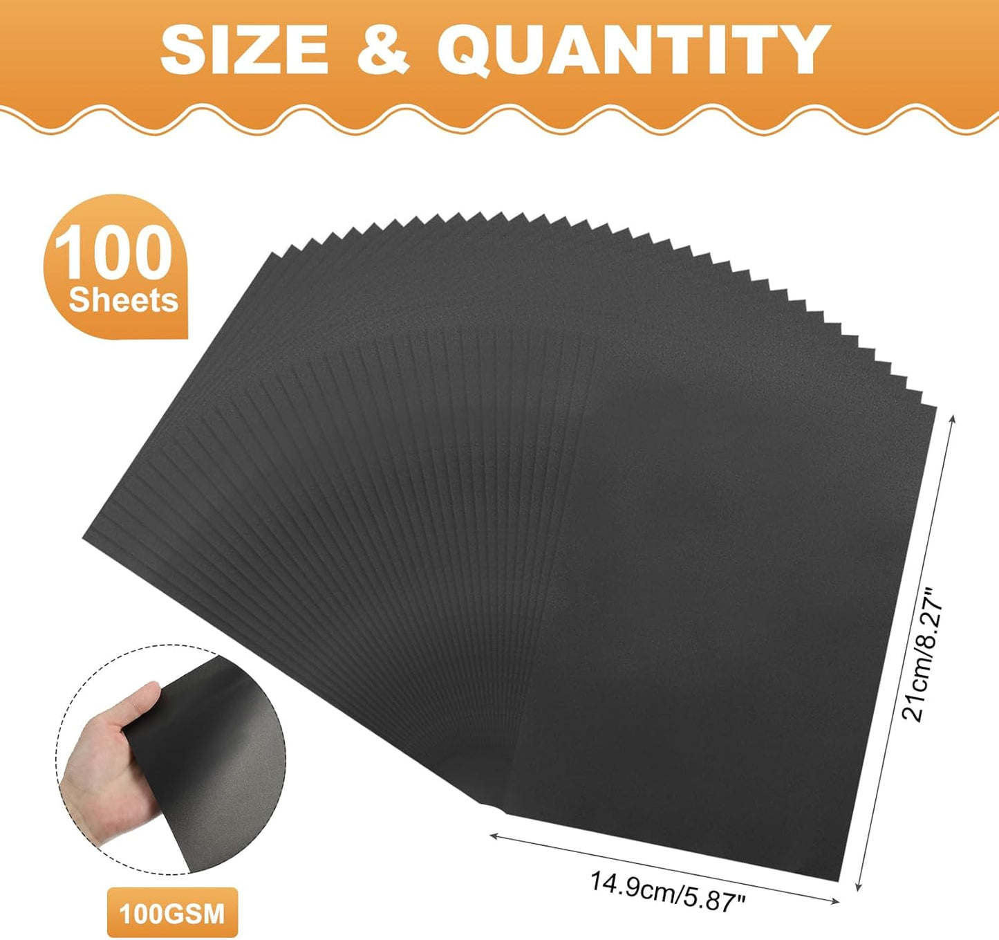 MECCANIXITY 100 Sheet Colored Vellum Paper 5.9" x 8.3", 100gsm Translucent Printable Vellum Sheets for Printing Wedding Invitations Inkjet Laser Printer, Black