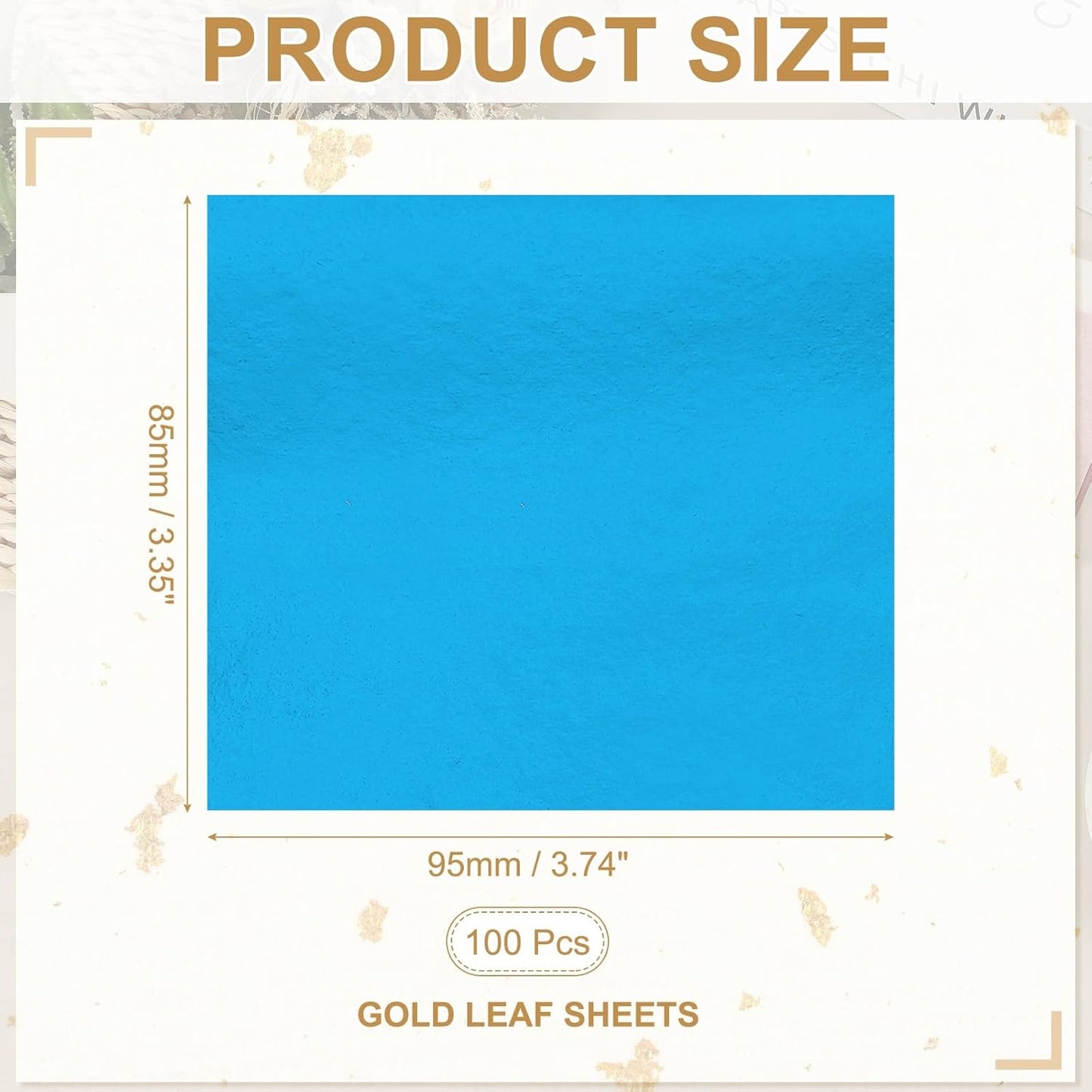 PATIKIL Gold Leaf Sheets for Art 3.7" x 3.4", 100 Pcs Gold Foil Sheet Metallic Leaf Papers for DIY Crafts Resin Furniture Nails Paintings Home Decoration, Sky Blue