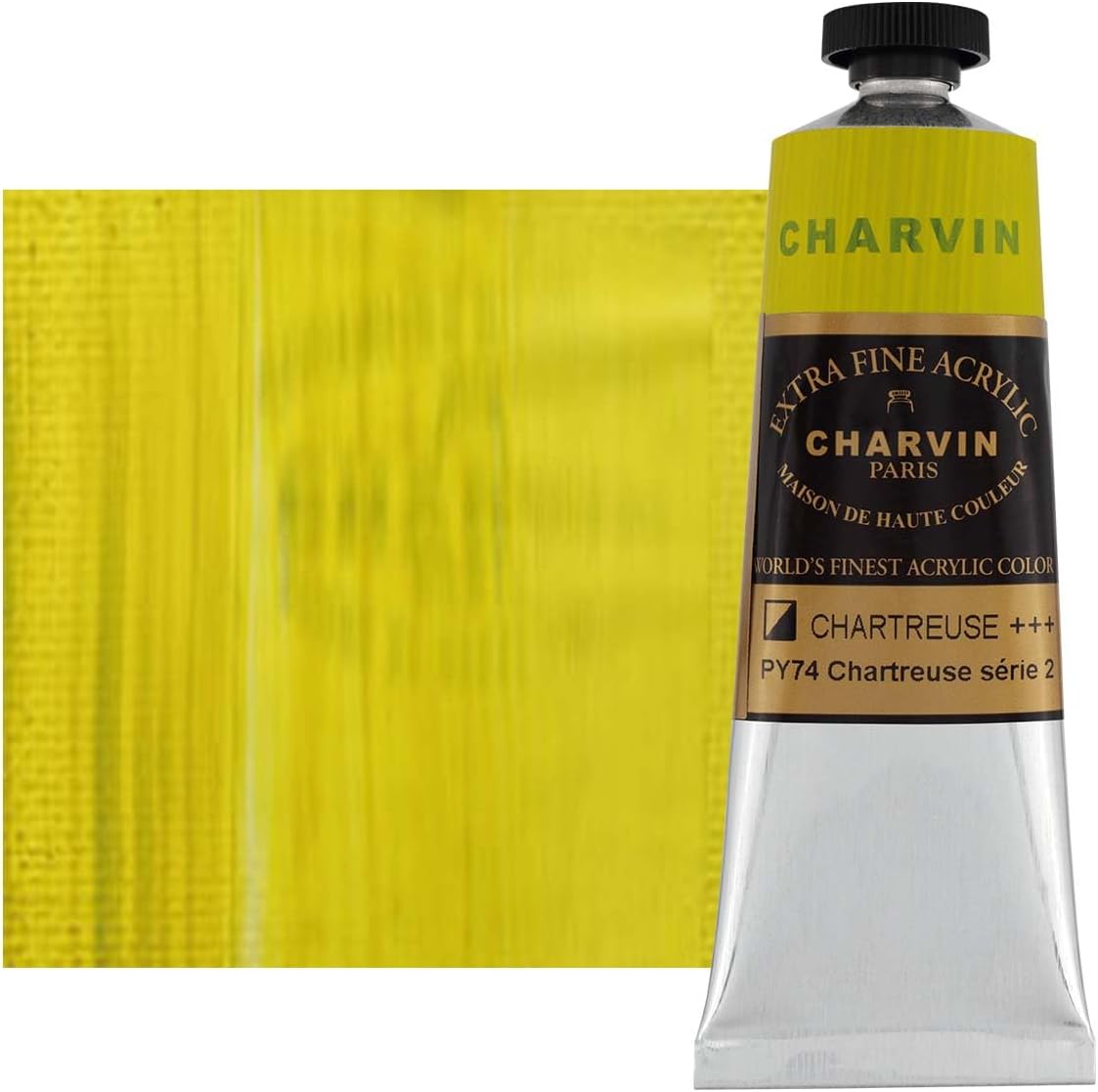 Charvin Extra Fine Professional Acrylic Paint - Chartreuse, 150ml Tube, Triple-Milled, Lightfast Pigments, Open Stock Artist Acrylic Paints in Nature-Inspired Hues