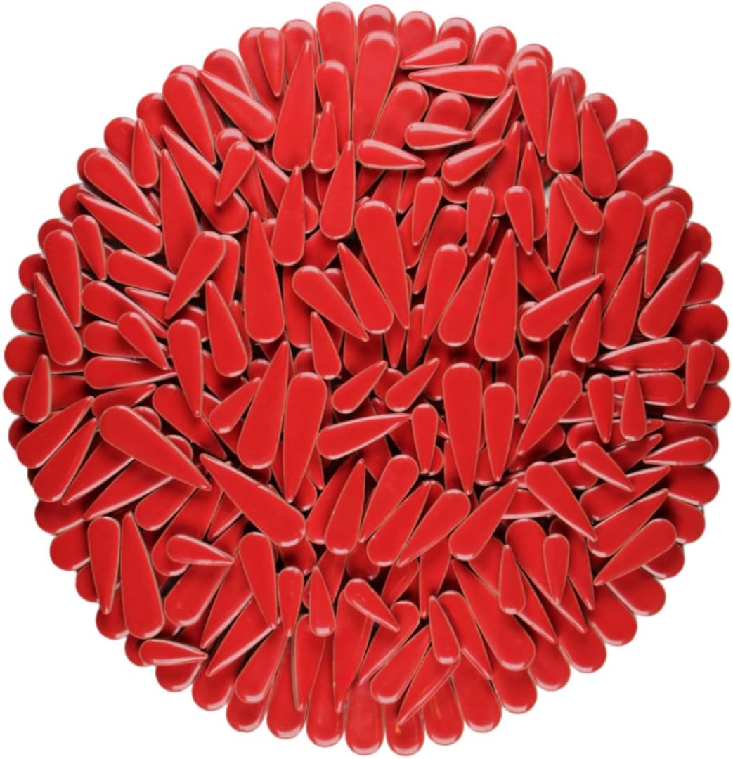 200g Petal Droplet Shaped Ceramic Mosaic Tiles for Crafts, Vibrant Colors, Ceramic Tiles for Mosaic Making Kits, DIY Arts and Crafts (Red)