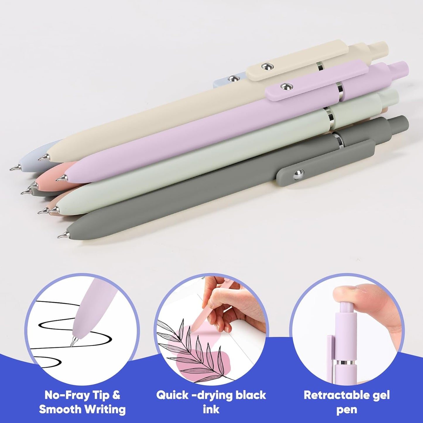 Vanhench 7Pcs 0.5mm Black Ink Gel Pens Quick Dry with Soft Silicone Touch Barrel & Fidget Stress Ball, Multifunction Writing, Fine Point Smooth Writing Pens, Nurse School Supplies