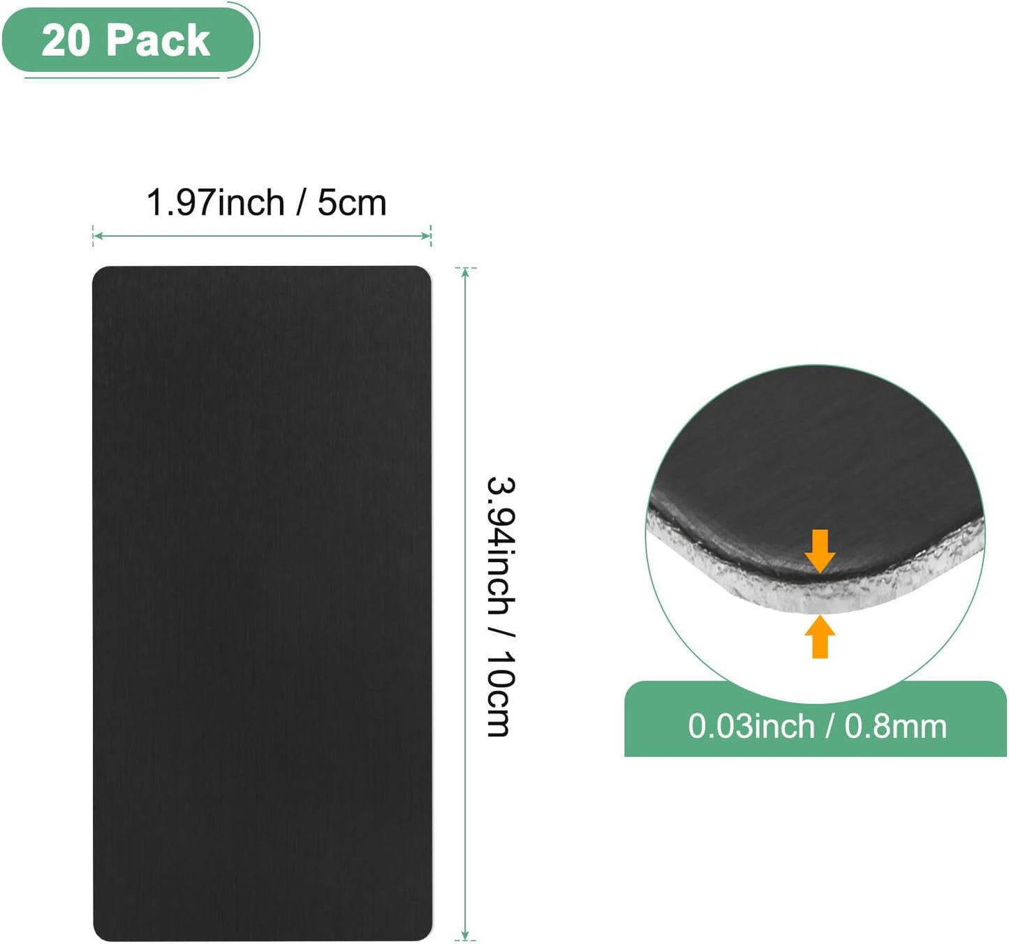20-Pack Anodized Aluminium Laser Engraved Mount Metal Plate 4x2x0.03 Inch Engraver Blank Anodized Aluminum Sheets for DIY Laser Printing/Home/Office[Black]