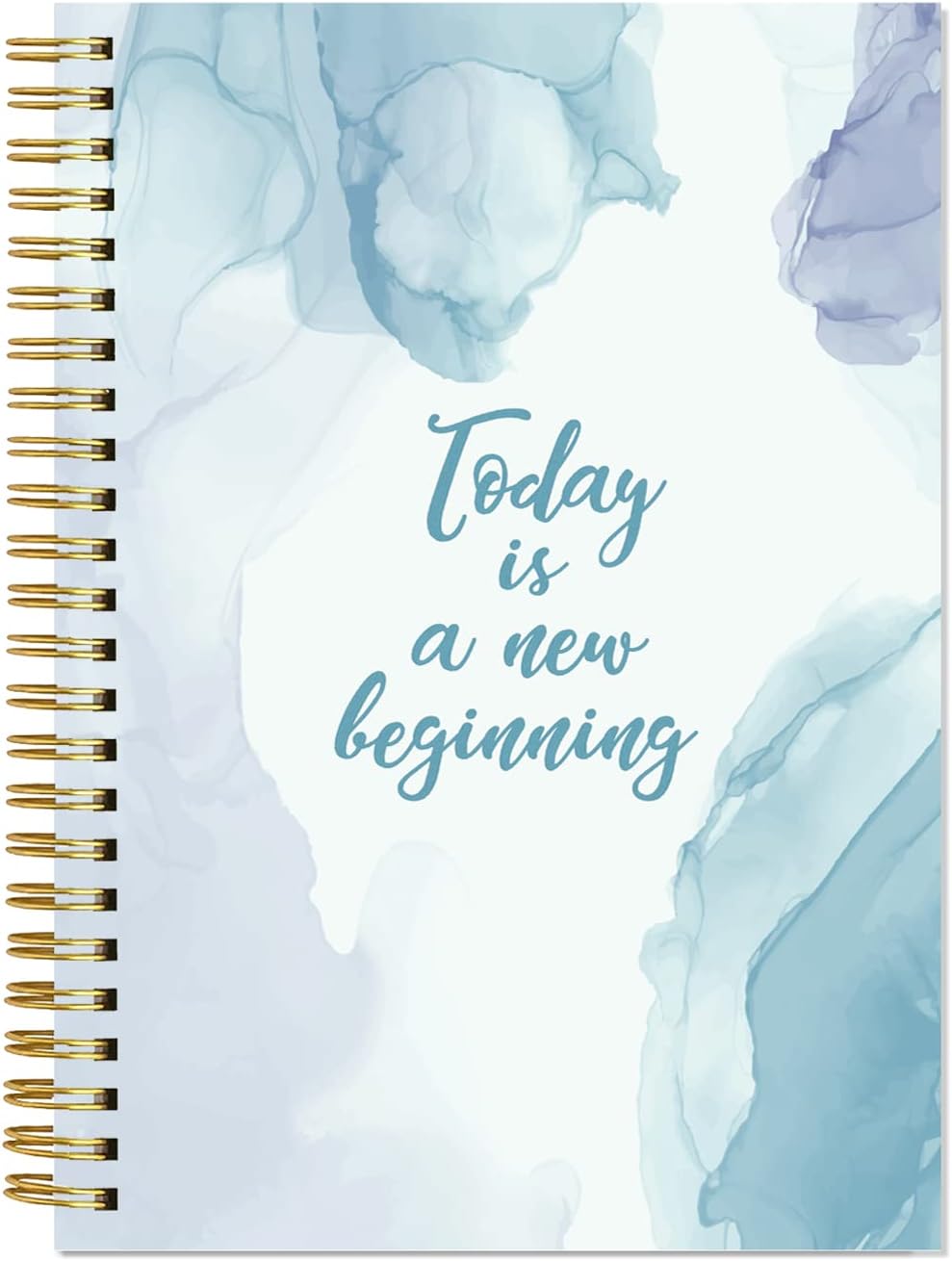 A5 Blank Notebook - 70 Sheets/140 Pages Blank Paper Notebook, 100 GSM Thick White Paper, 5.8" x 8.3" Spiral Blank Journal, Blue Watercolor