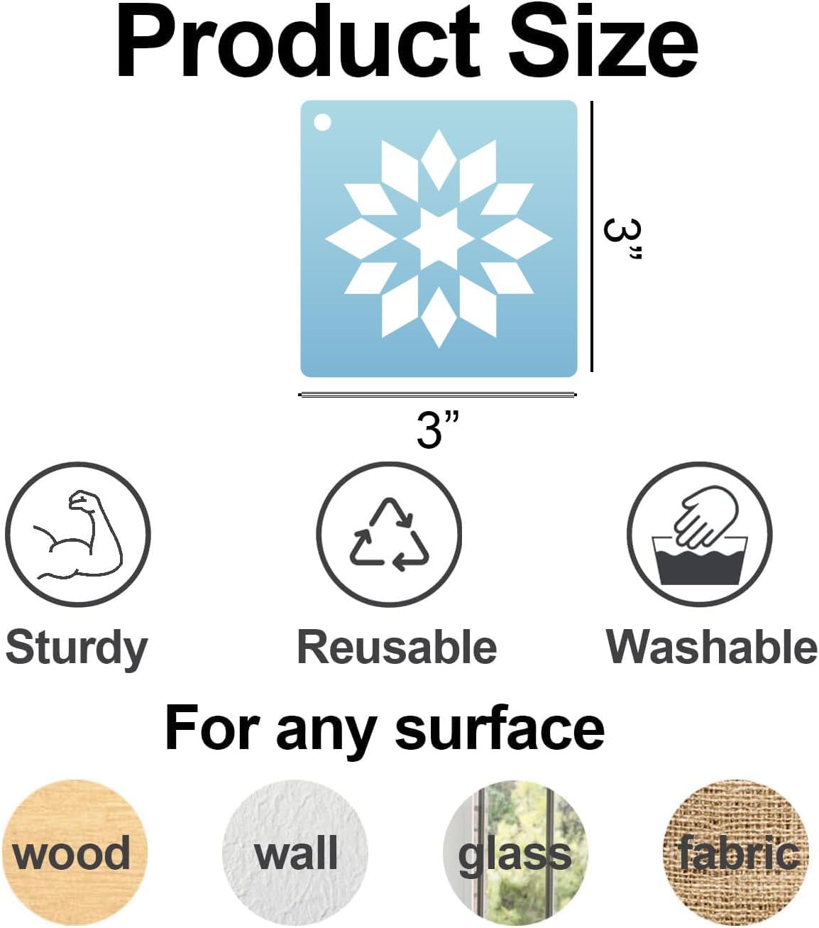 Stencils for Painting on Wood Reusable 3inch Barn Quilt Stencil for Crafts Drawing Templates for Wood Sign Fabrics Paper Card Decor