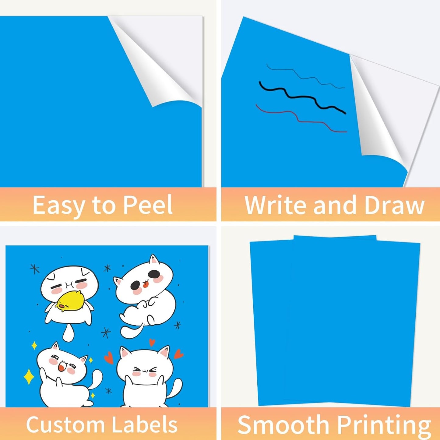 Printable Sticker Paper, 20 Sheets Blue Printable Sticker Paper, Laser/Inkjet Printing- Matte Blue, Letter Size (8.5" x 11")