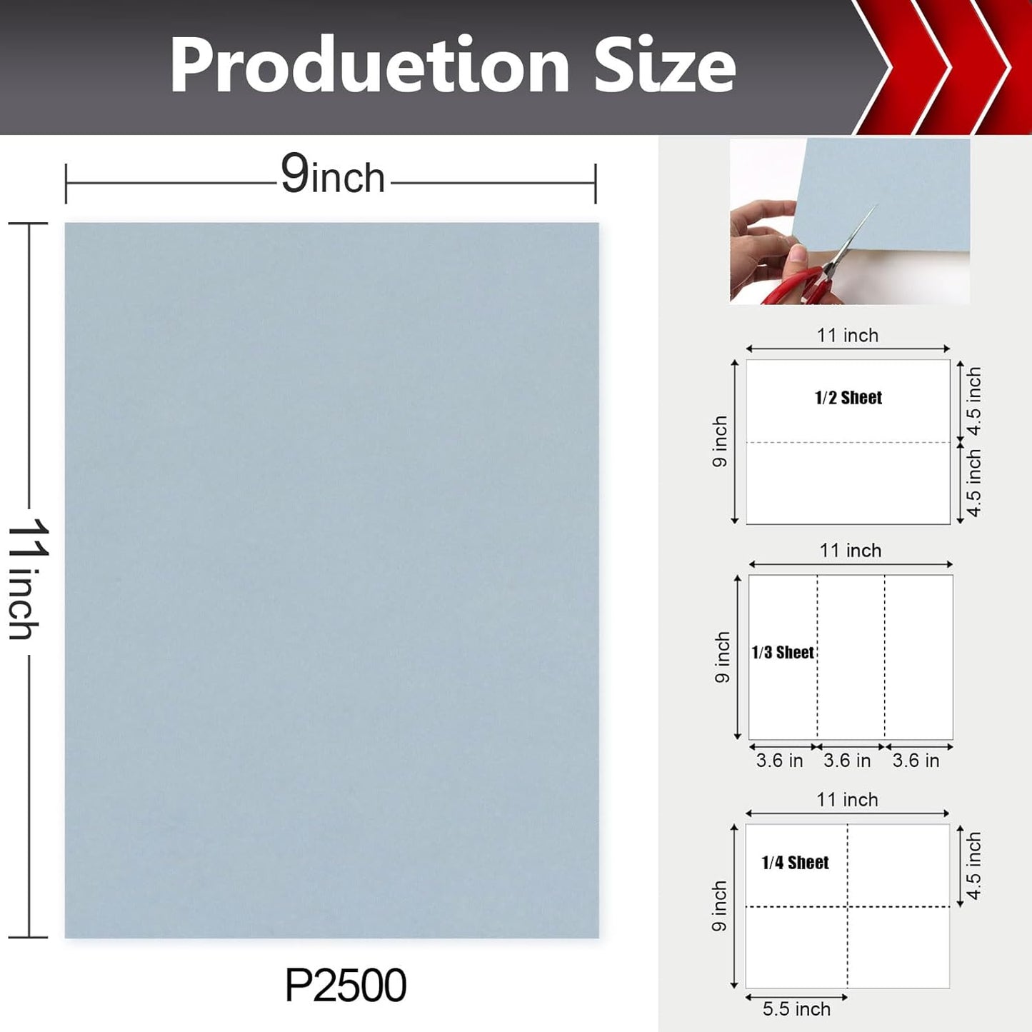 2500 Grit Sand Paper, 12Pcs Wet or Dry Sandpaper Assortment Sandpaper for Wood Metal Furniture Hand Sander Sand Paper Set Sandpaper Sheets Cut for Use 9" x 11"/12 Sheets