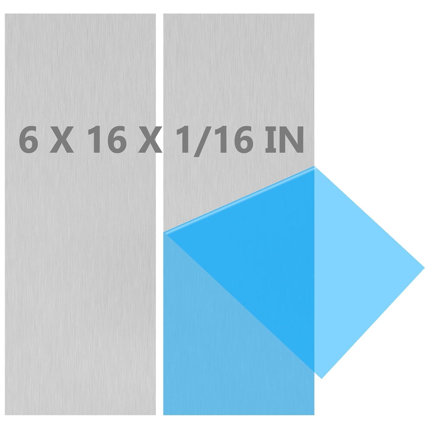 2Pack 6061 T651 Aluminum Sheet Metal 6 x 16 x 1/16 (0.06”) Inch Plain Thin Aluminum Plate Covered with Protective Film, Heat Treatable Rectangle 1.5mm Aluminum Metal Plate for Industrial, Crafting