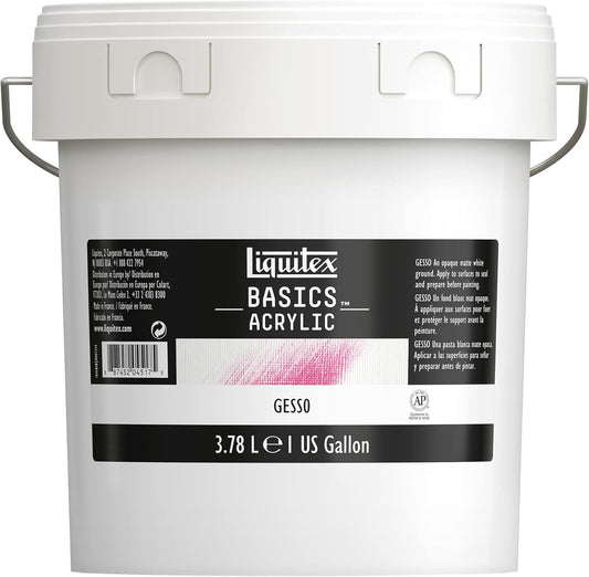 Liquitex BASICS Gesso Surface Prep Medium, 3.78L (128-oz) Tub, White