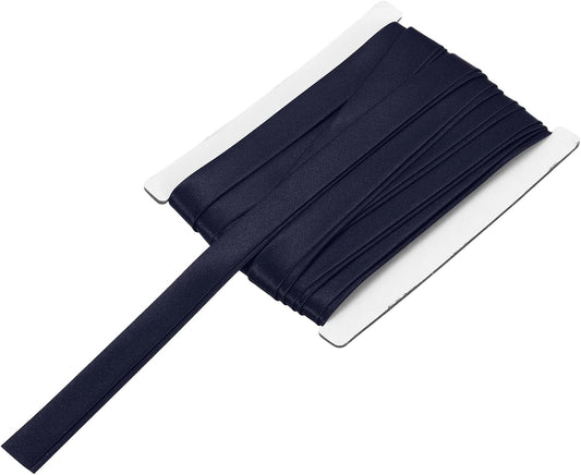 MECCANIXITY Double Fold Bias Tape for Sewing 5/8 Inch x 6 Yards Satin Pre-fold Continuous Binding Tape for Seaming Quilting Hemming Binding DIY Crafts, Navy Blue