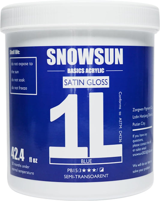 SNOWSUN Blue Acrylic Paints, Large Bulk Heavy Body Acrylic Paint (42.4 oz, 1L) - Non Toxic Gloss Thick Art Paint for Multi-Surface, Canvas Wood Ceramic and Leather, Stone Craft, for Artists & Beginners