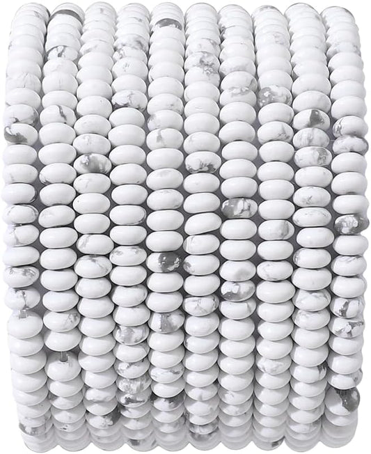 Natural White Howlite Disk Stone Beads 4x2mm 160pcs Rondelle Loose Semi Gemstone Beads for Jewelry Making Design