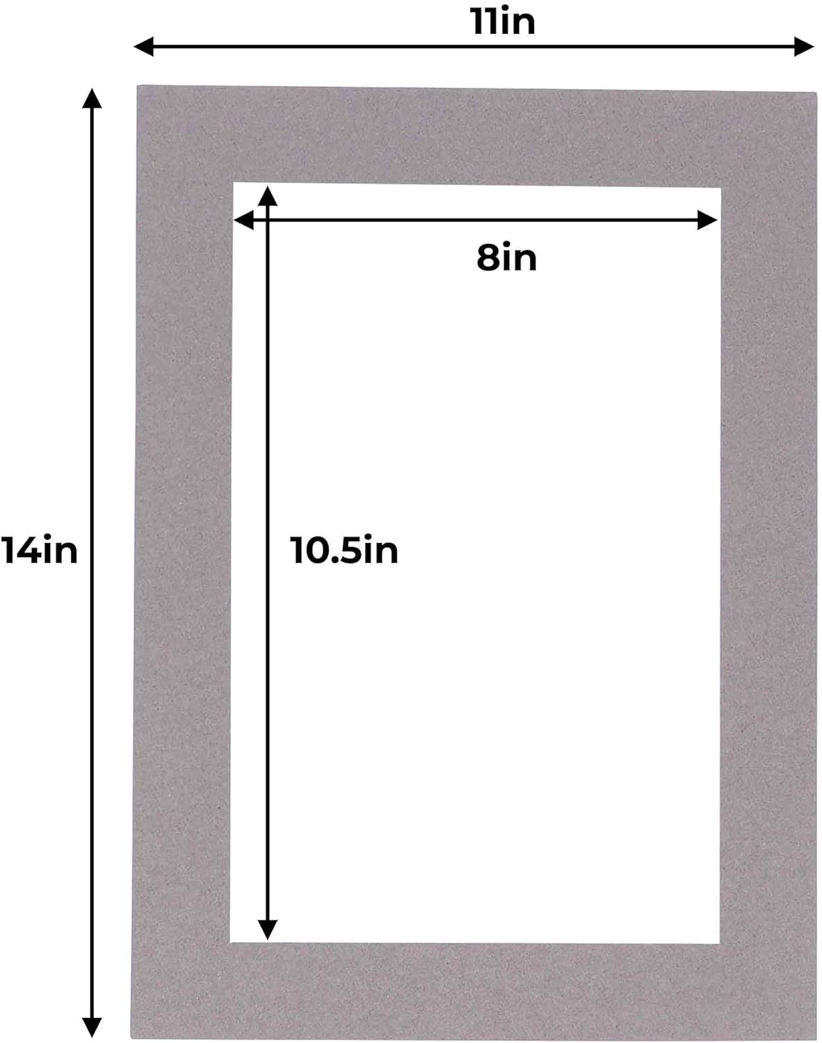 11x14 Mat for 8.5x11 Photo - Precut Charcoal Picture Matboard for Frames Measuring 11 x 14 Inches - Bevel Cut Matte to Display Art Measuring 8.5 x 11 Inches - Acid Free Pack of 100 MATS