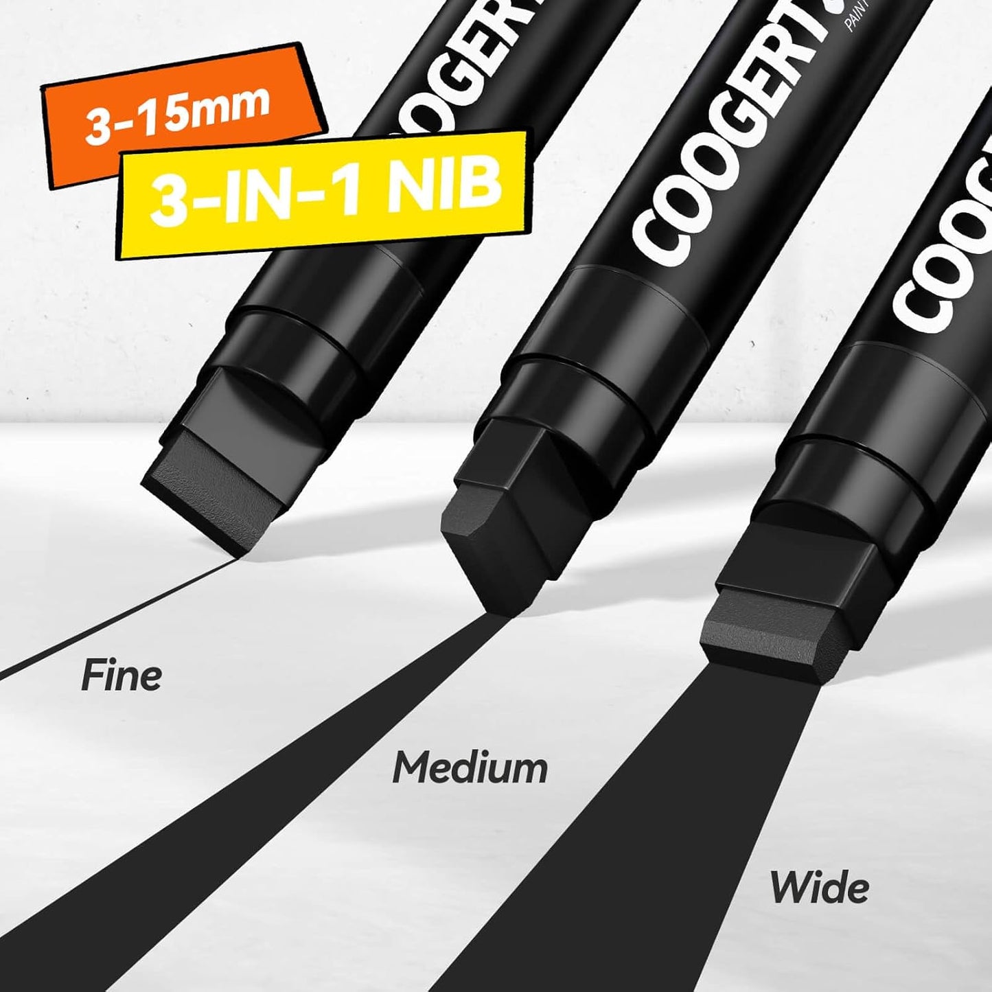 3Pcs Black Jumbo Poster Markers, 15MM Thick Permanent Acrylic Graffiti Markers, Wide Tip Paint Marker for Canvas, Posters Board, Fabric, Window, Glass, Wood, Teachers,Banner painting supplie