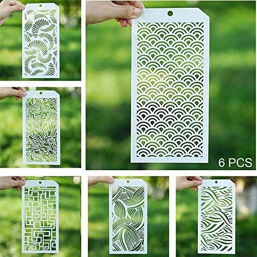DIY Decorative Stencil Template for Scrapbooking Paiting on Wall Furniture Crafts,Set of 6 (Water Wave)