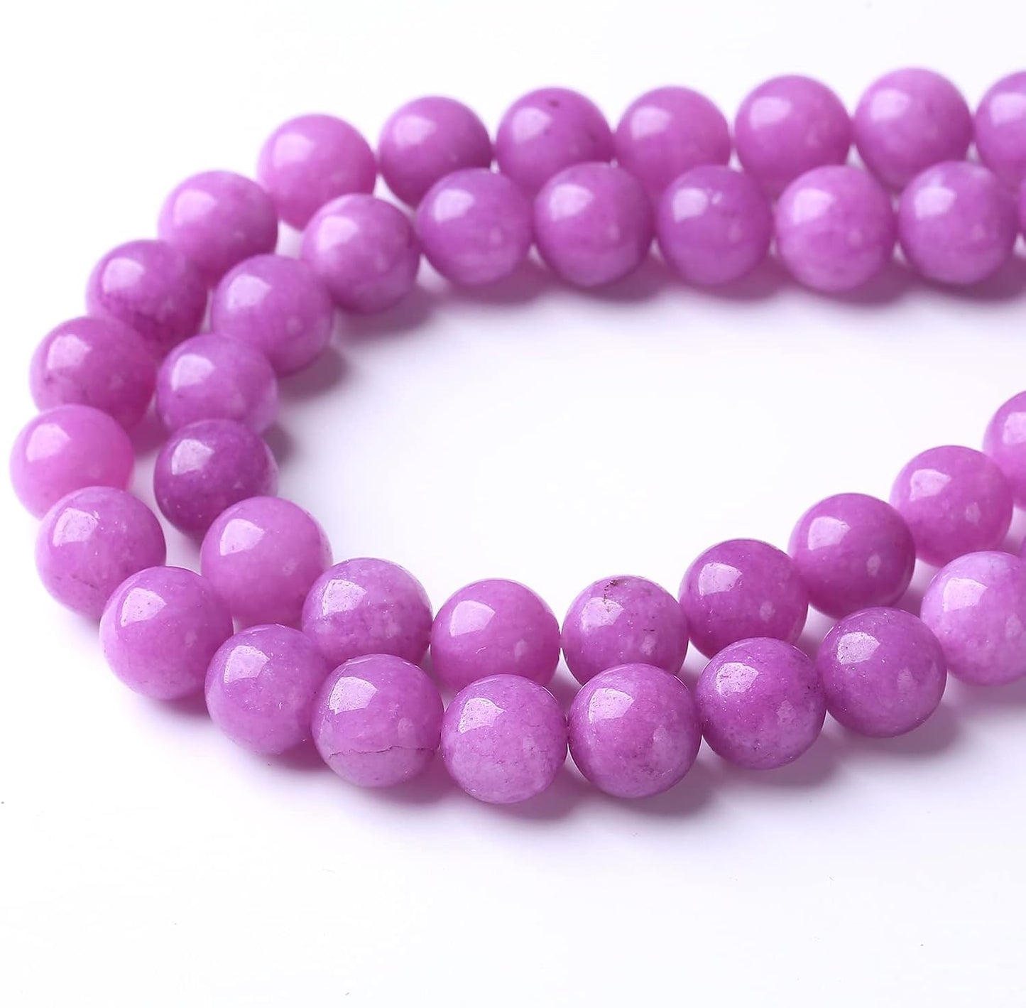 48PCS 8MM Purple Jade Beads Stone Beads Energy Healing Beads for DIY Jewelry Bracelet Necklace Making for Jewelry Making15Inch