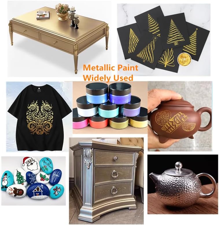 Shimmer Metallic Acrylic Paint Rose Red Metallic Chalk Paste 1.7oz/50ml, Ideal for Wood/T-Shirts/Glass/Stone, DIY Crafts Projects Glitter Pearlescent Golden Pigment Suitable for Beginners Artists