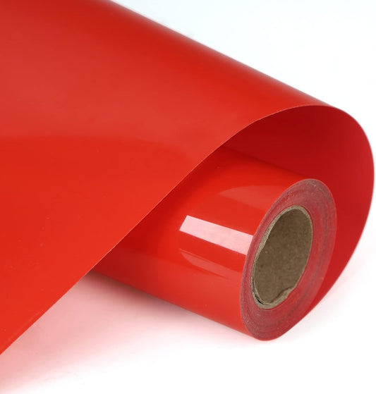 RENLITONG Red HTV Iron on Vinyl 12Inch by 10ft Roll Heat Transfer Vinyl for T-Shirt HTV Rolls for All Cutter Machine - Easy to Cut & Weed for Heat Transfer Design