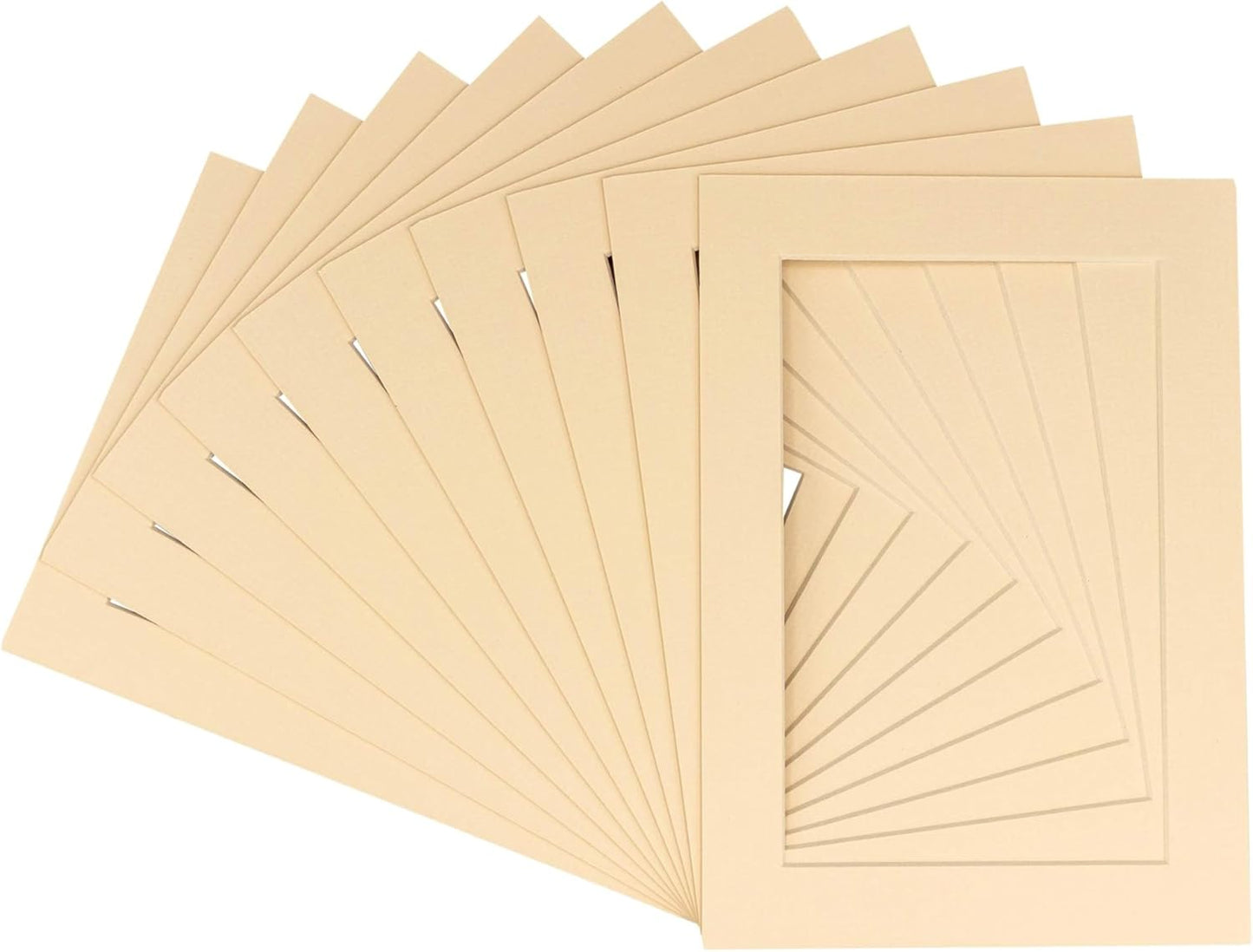 Pack of TEN 11x14 Mats Bevel Cut for 8.5x11 Photos - Acid Free Beige Precut Matboards For Pictures, Photos, Framing - 4-ply Thickness