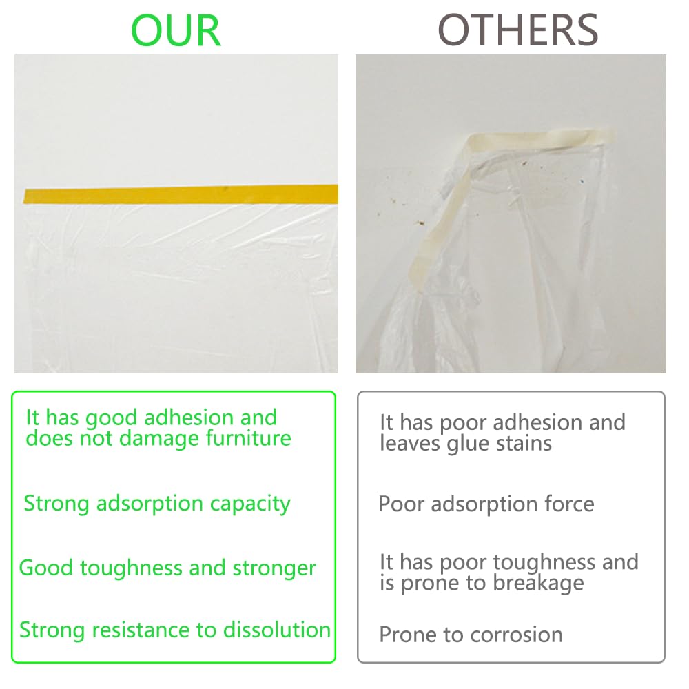 Pre-Taped Masking Film-43inx65ft Tape and Drape Painters Plastic Rolls, Plastic Painting Film for Automotive Painting Covering,Protective Drop Film for Furniture, Car, Floor (6rolls, 43in×65ft)