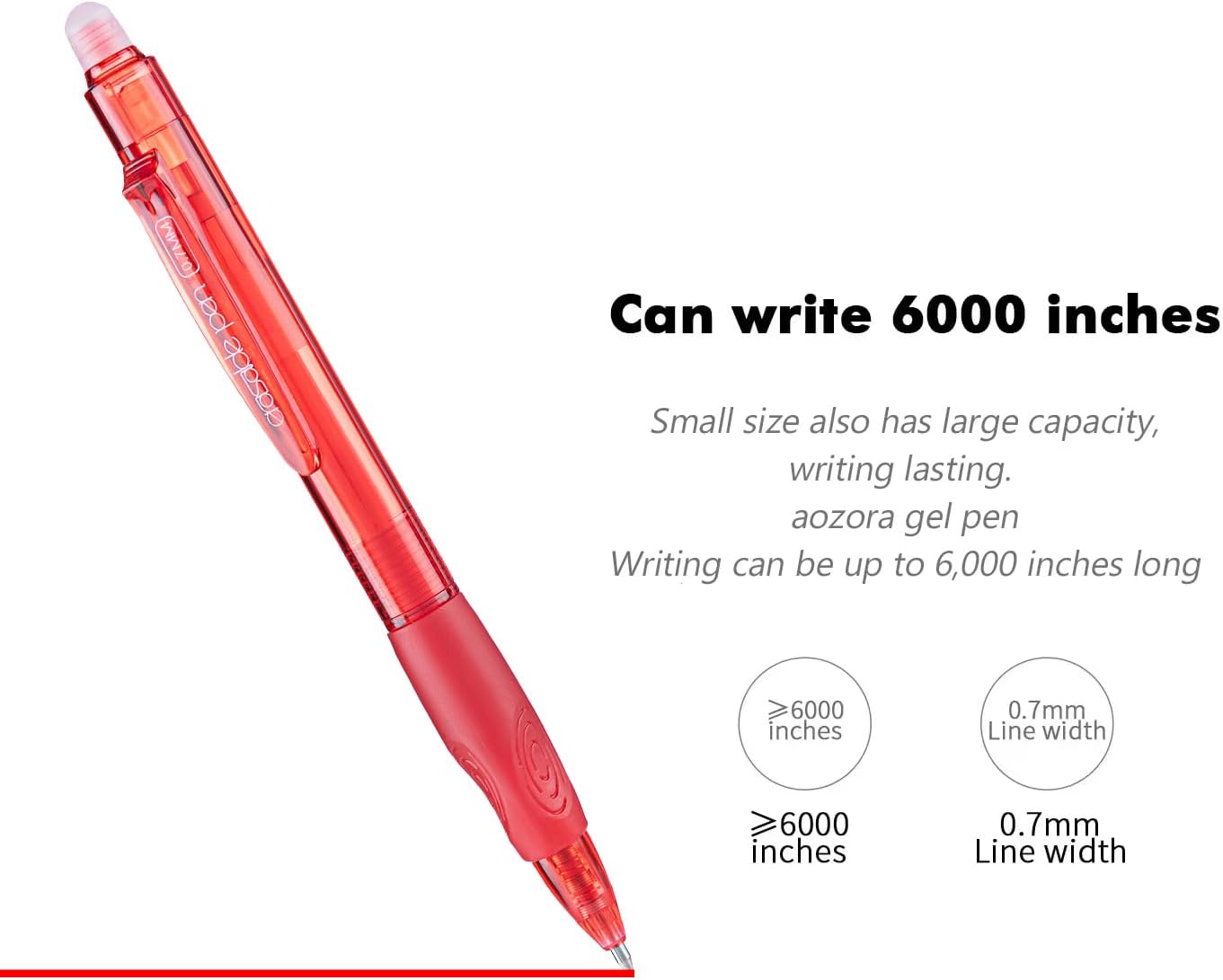 Aozora Erasable Pens Click Fine Point 0.7 mm Retractable Erasable Gel Pens for Completing Sudoku and Crossword Puzzles 12 Pack (Red)
