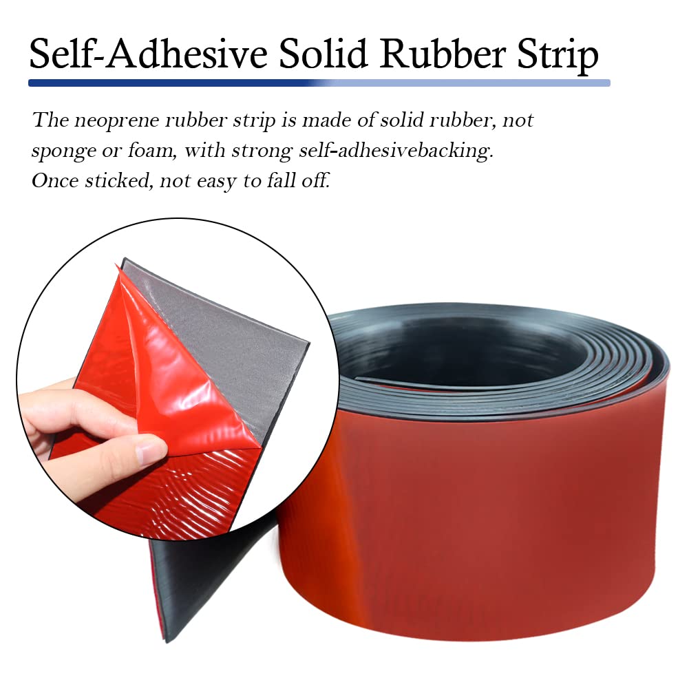 Neoprene Rubber Strips Self Adhesive Solid Rubber Sheets, Rolls & Strips for DIY Gaskets Crafts Pads Seals Warehouse Flooring Neoprene Sheet with Adhesive Backing (3" Wide x 1/5" Thick x 20' Long)