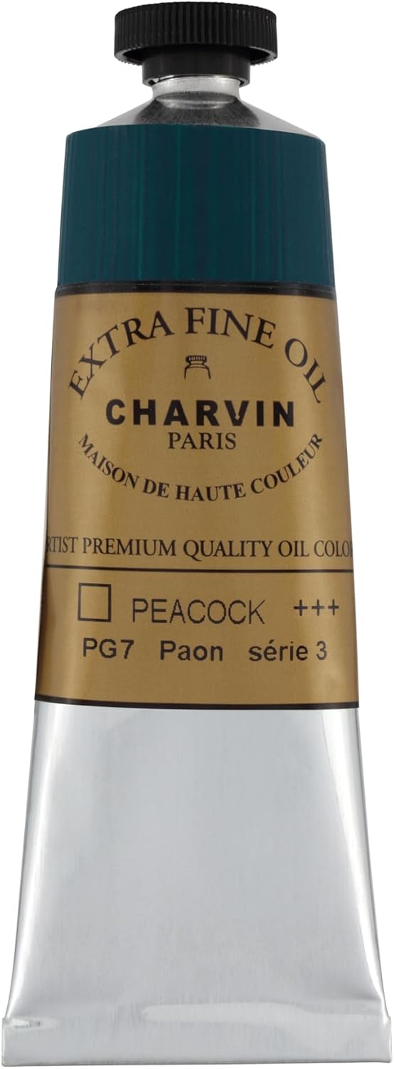 Charvin Extra Fine Oil Paint, Peacock Green 60 mL - Triple-Milled, Rich Texture, Poppy Oil-Based, Light-Fast, Handmade, Archival Quality