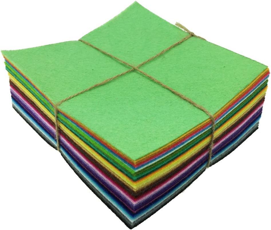flic-flac 42pcs 8"x8“ (20x20cm) Felt Fabric Sheet Assorted Color Felt Pack DIY Craft Squares Nonwoven