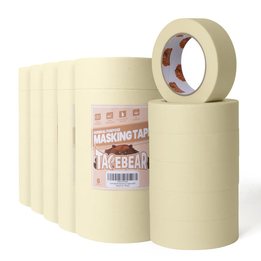 TAPEBEAR General Purpose Masking Tape Beige White 1.41 Inches x 60 Yards, Bulk Painters Tape for Painting, Labeling, DIY Arts Crafts, Home Office School Projects, 36 Rolls