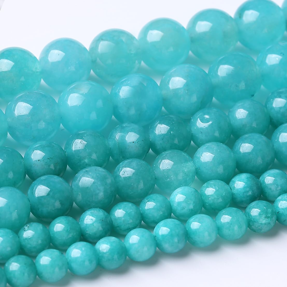48PCS 8MM Lake Blue Chalcedony Stone Beads Energy Healing Beads for DIY Jewelry Bracelet Necklace Making for Jewelry Making 15Inch