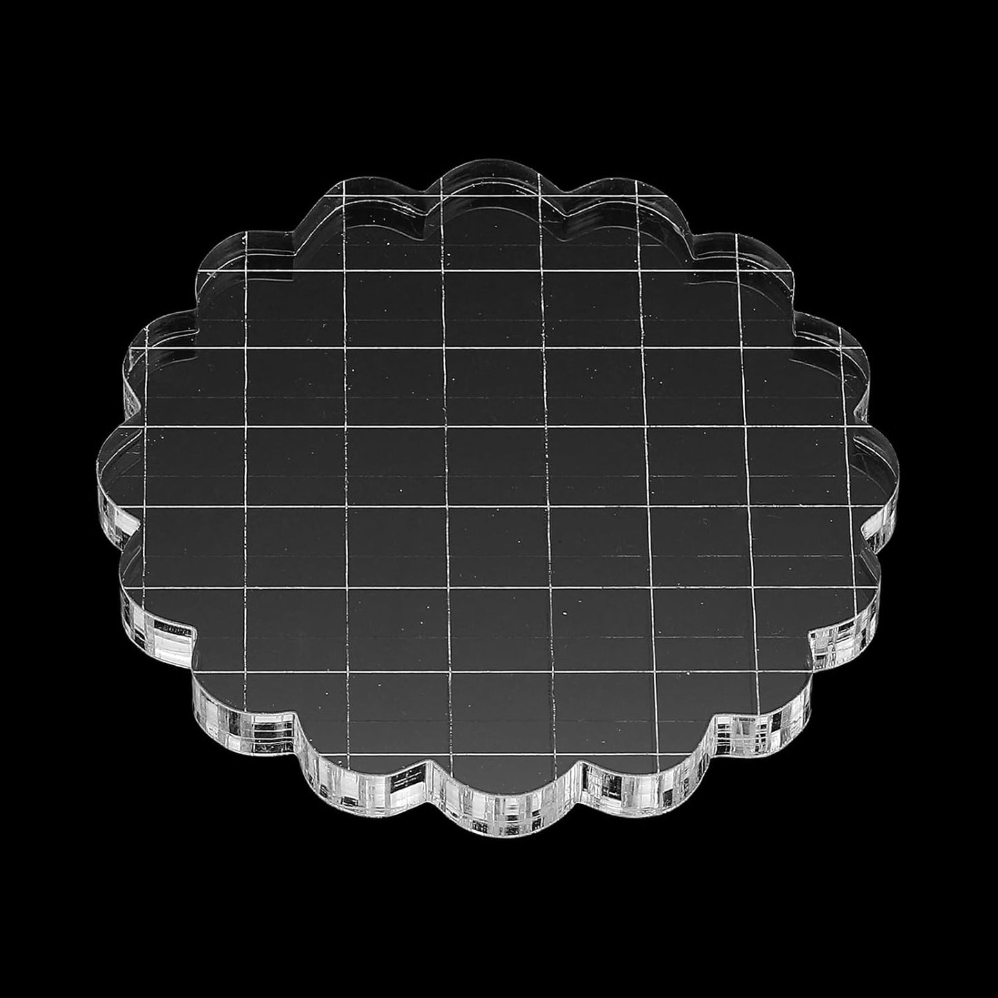 PATIKIL 3" Acrylic Stamp Block, 6Pcs Clear Stamping Block with Grid Lines Decorative Mounting Blocks Round for Scrapbooking DIY Crafts Card Making