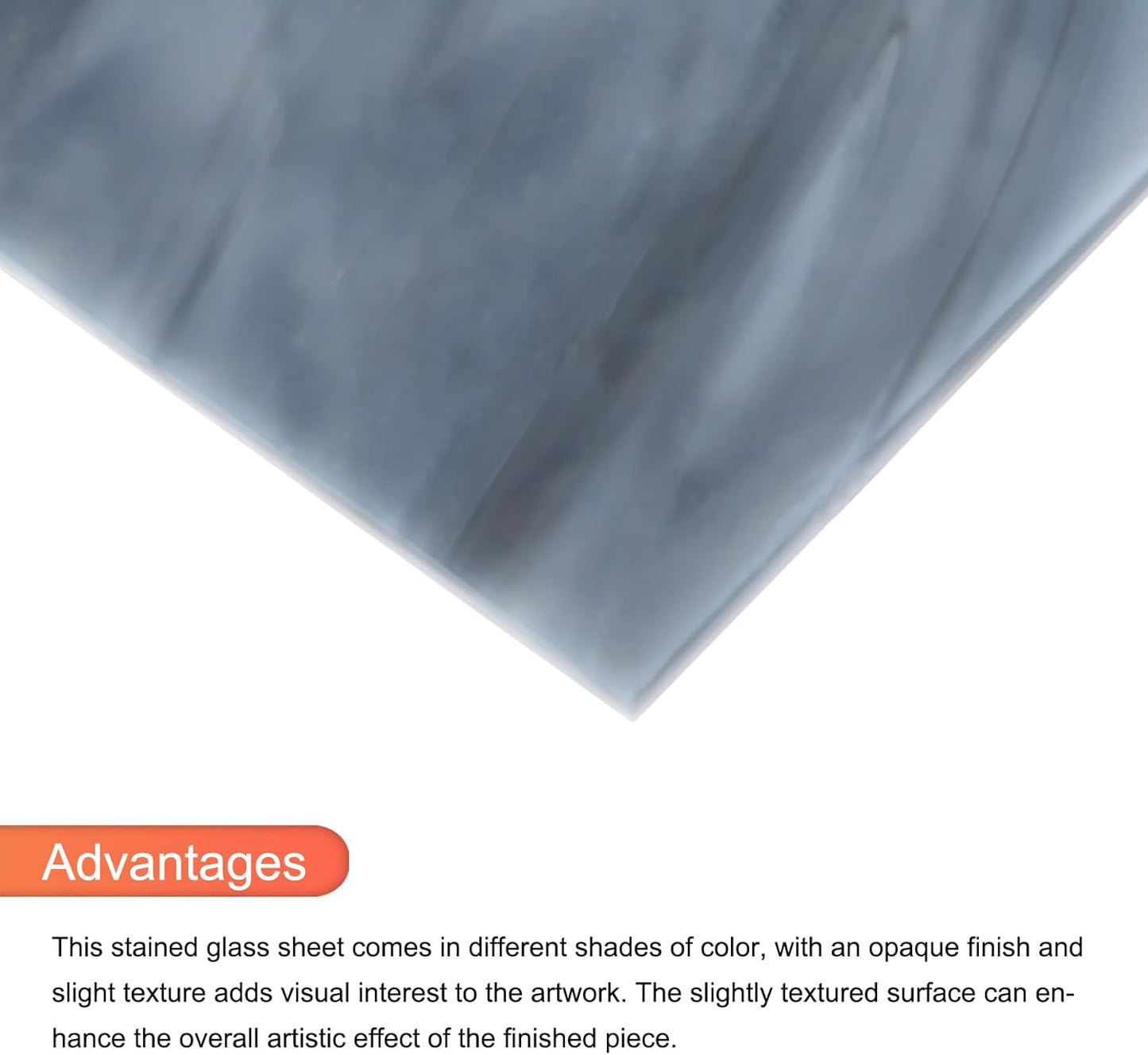 MECCANIXITY 2 Pcs Stained Glass Sheet Mosaic Tile 7.9 Inch x 5.9 Inch Gray Stained Glass Sheets for Crafts DIY Art Project