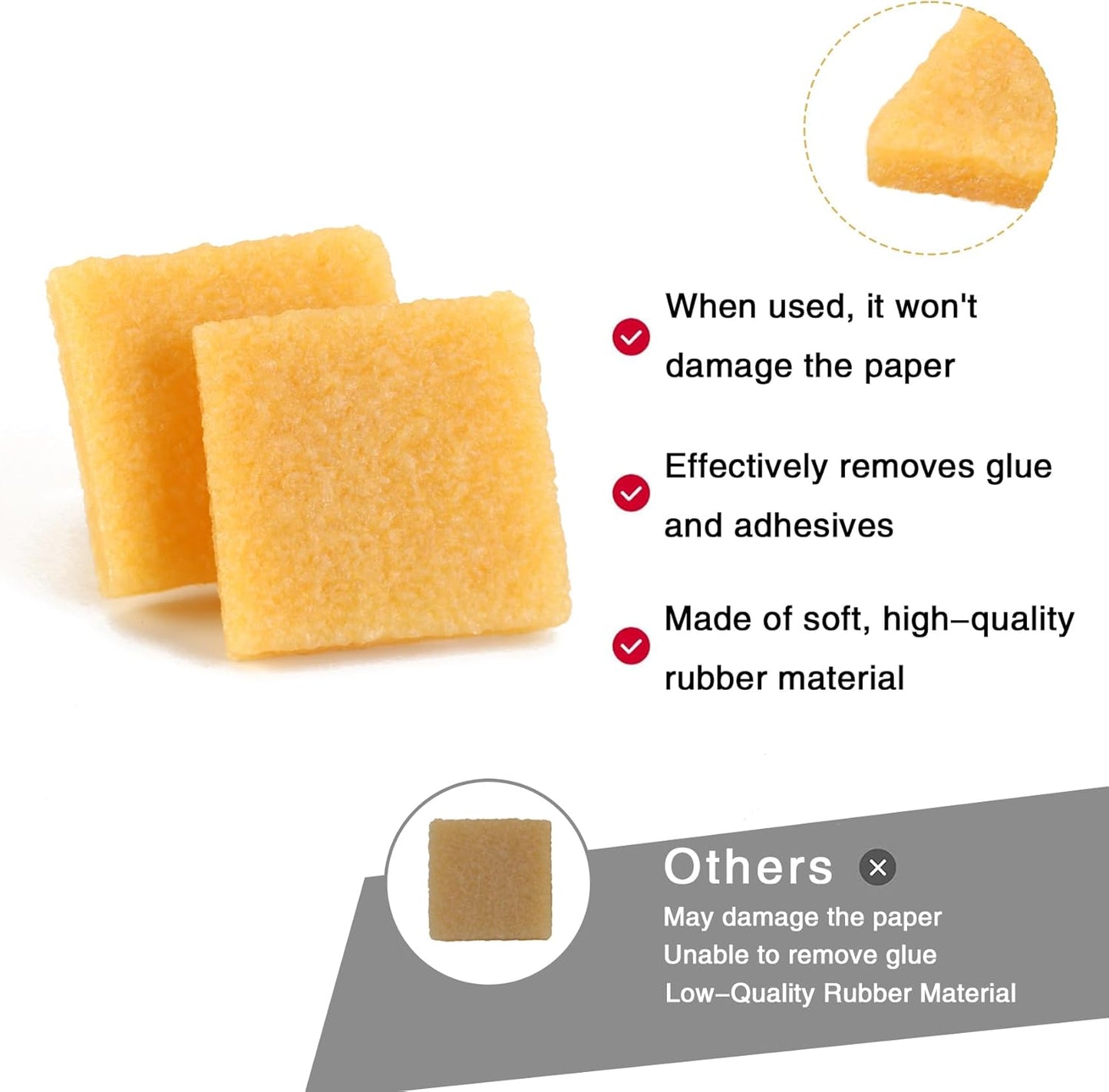WHTCHSU 12 pcs Glue and Residue Eraser Rubber Cement Cleaner for Removing Adhesive and Residues from Paper Plastic and More