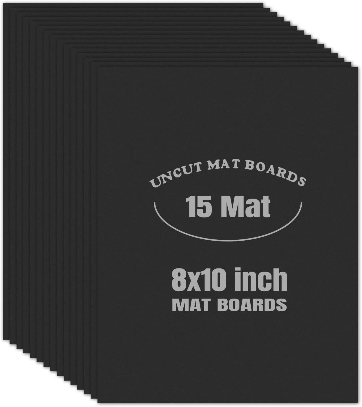 AUEAR, 15 Pack 8x10 Uncut Matte Boards Black Photo Mat Board Great for Picture Framing, Print, Artwork