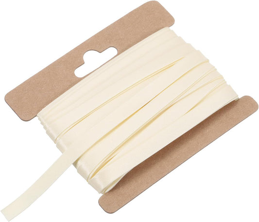 MECCANIXITY Double Fold Bias Tape for Sewing 1/3 Inch x 6 Yards Satin Pre-fold Continuous Binding Tape for Seaming Quilting Hemming Binding DIY Crafts, Beige White