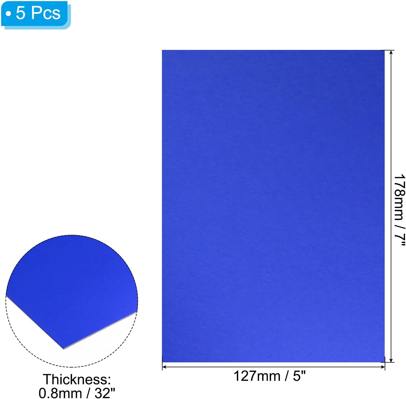 PATIKIL 7x5x1/32inch Anodized Aluminum Sheet, 5Pcs Metal Rectangle Aluminum Plate 0.8mm Thick Engraving Blanks for Laser Engraving DIY Decorative Crafting Home Decoration, Blue