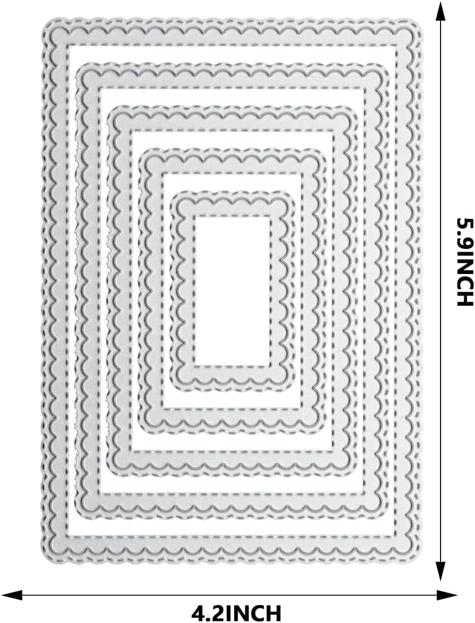 YKW Scalloped Background Frame Metal Cutting Dies Set for Card Making Albums Scrapbooking Paper Crafts DIY Tool Kit, Embossing Tools Die Cuts Etching Templates Stamps Paper Card Decorations