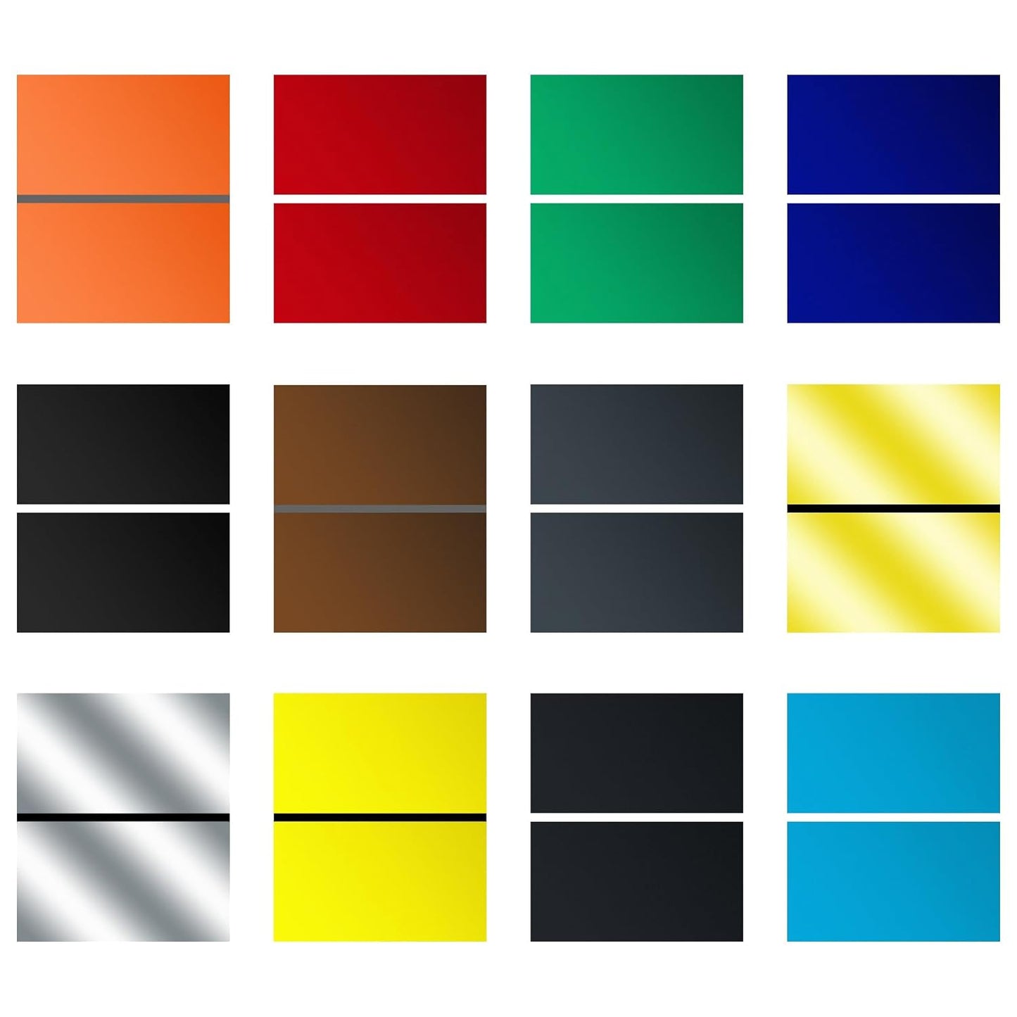 Engraving Blank ABS Double Color Plastic Sheet, 11.8x6.49x0.05 inch Materials Double Color Plastic Sheet for Interior Signs, Badges, DIY Carving Pack of 12 (Color 12)