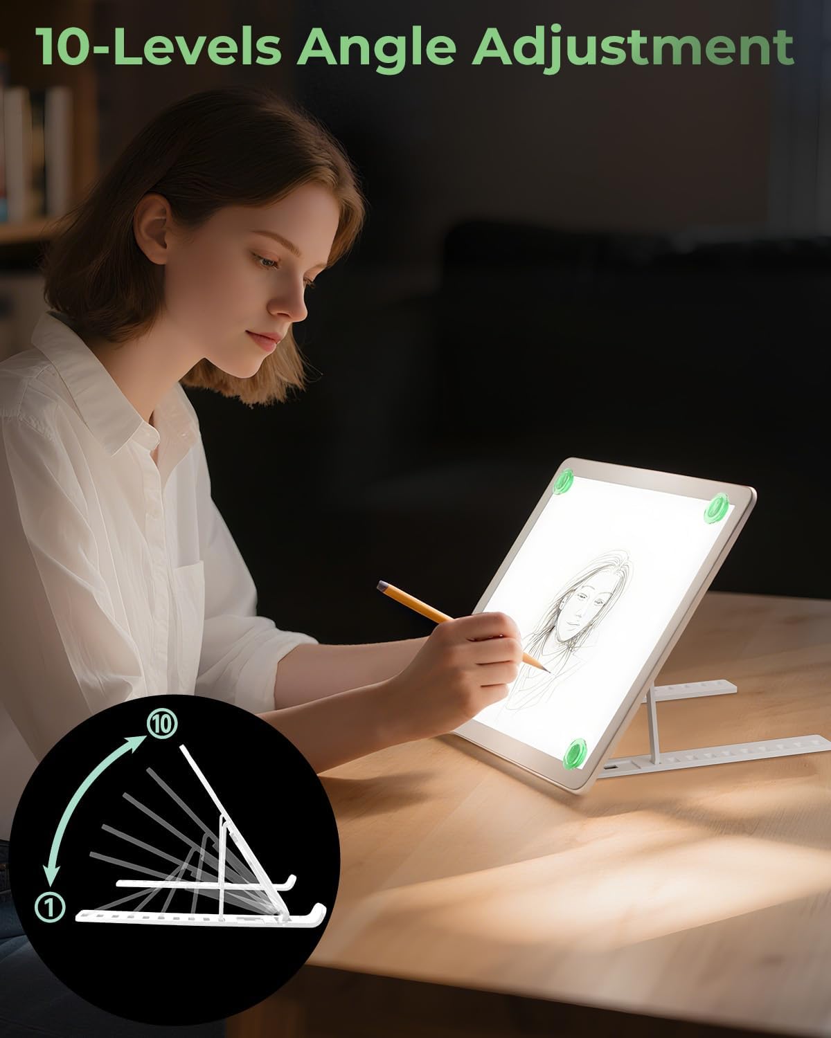 A4 Tracing Light Box for Drawing,Bawaslom Rechargeable Light Pad with Adjustable Stand and Strong Magnets,Ultra-Thin & Bright LED Drawing Board for Vinyl Weeding,Diamond Painting Art,Sketching